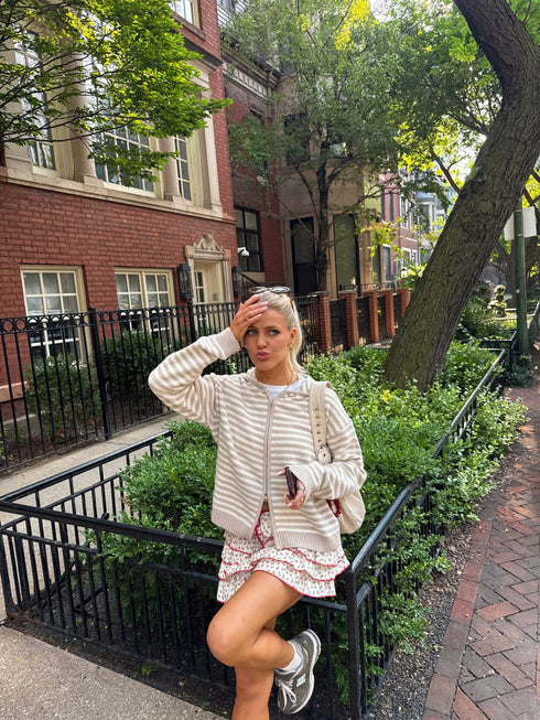 Club Cutie Zip-Up // Cream Stripe *PREORDER*